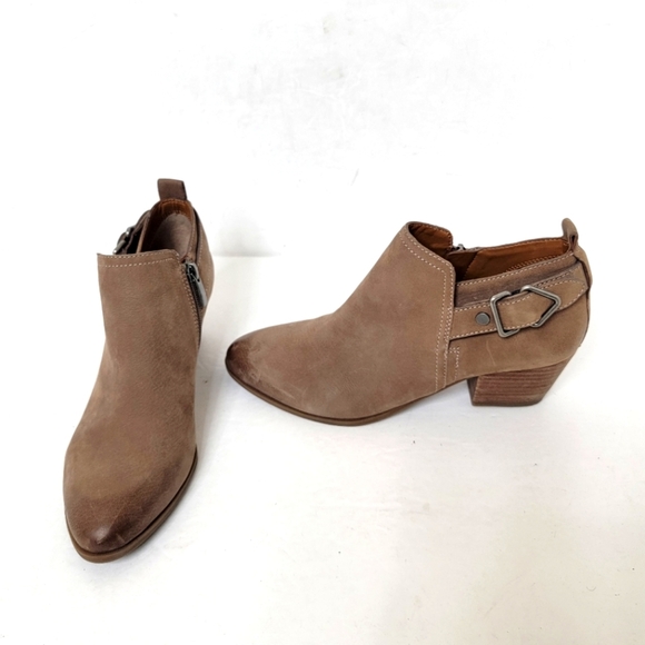 Franco Sarto Women GLEEN Ankle Booties Brown Leather Boots Size 6.5 - Picture 1 of 11